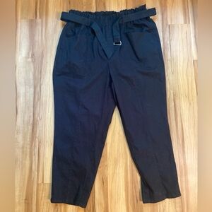 Ava & Viv Black Belted Paperbag-Waist Pants